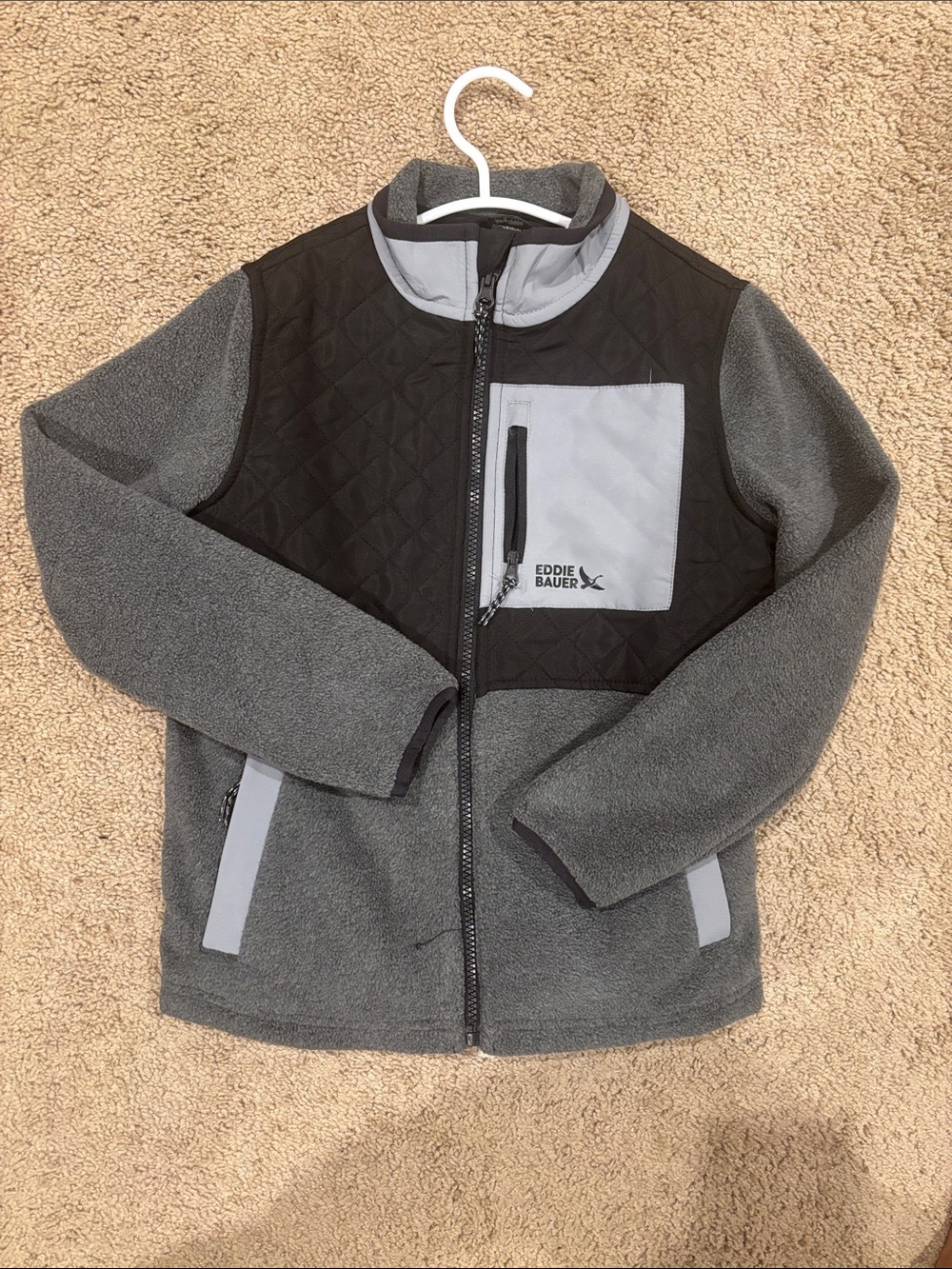 Eddie Bauer Gray and Black Quilted Fleece Jacket - Kids